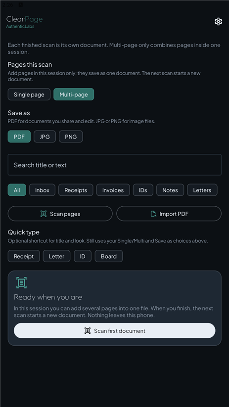 ClearPage screenshot