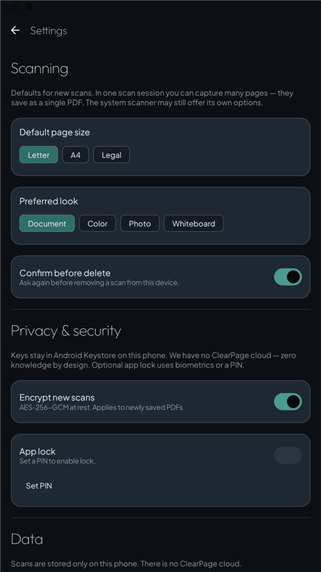 ClearPage screenshot