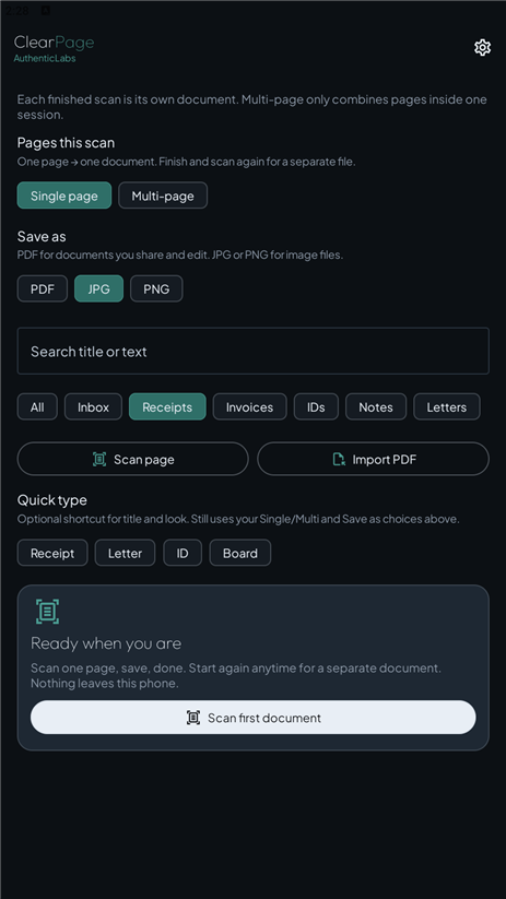 ClearPage screenshot