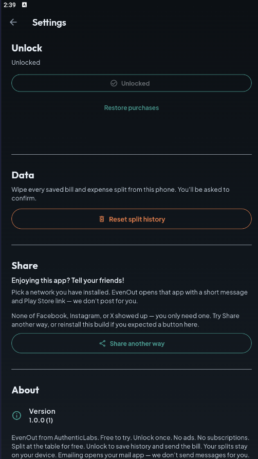 EvenOut screenshot